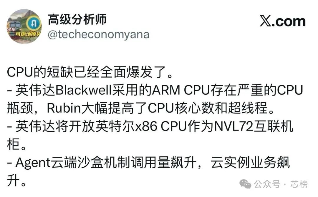 社交媒体关于CPU短缺全面爆发的分析截图