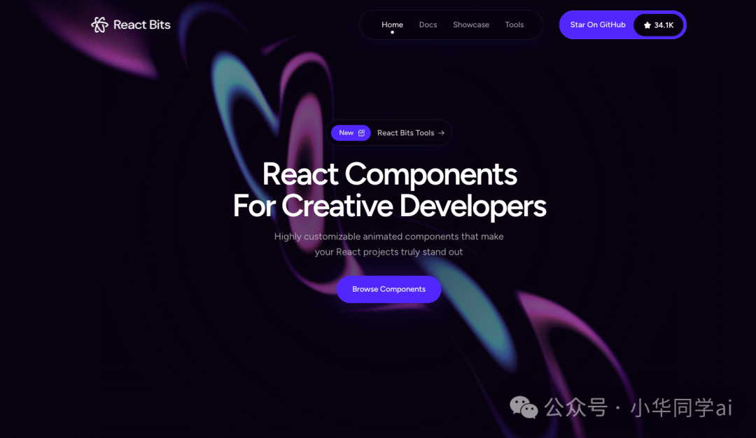 React Bits官网首页截图