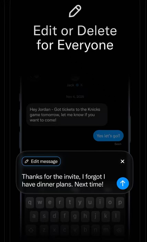 XChat消息编辑功能界面