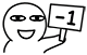 举着“-1”牌子的小人