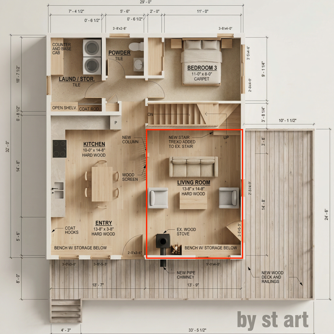 标出客厅区域的平面图