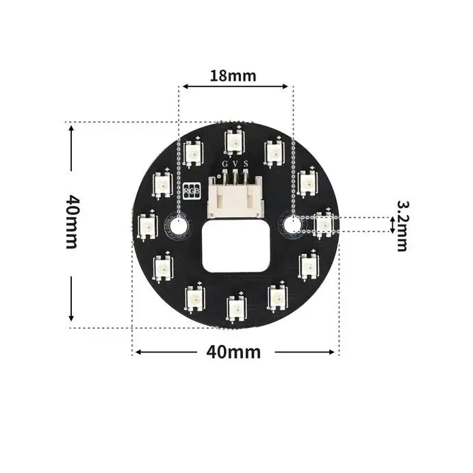 HS-F12PA RGB-LED环形灯电路板尺寸标注