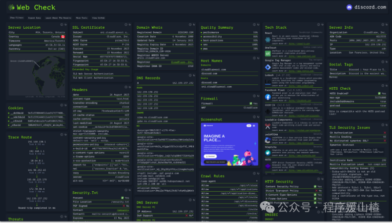 Web-Check工具界面截图