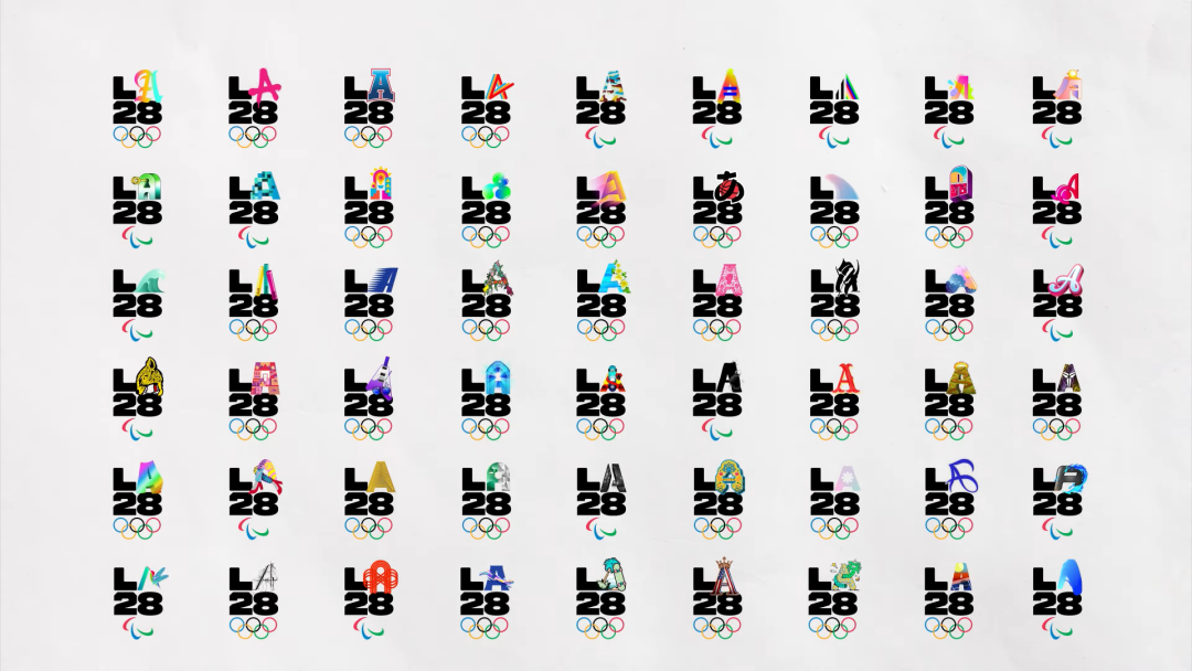 一系列不同主题风格的LA28可变标志集合