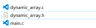 文件列表：dynamic_array.c, dynamic_array.h, main.c