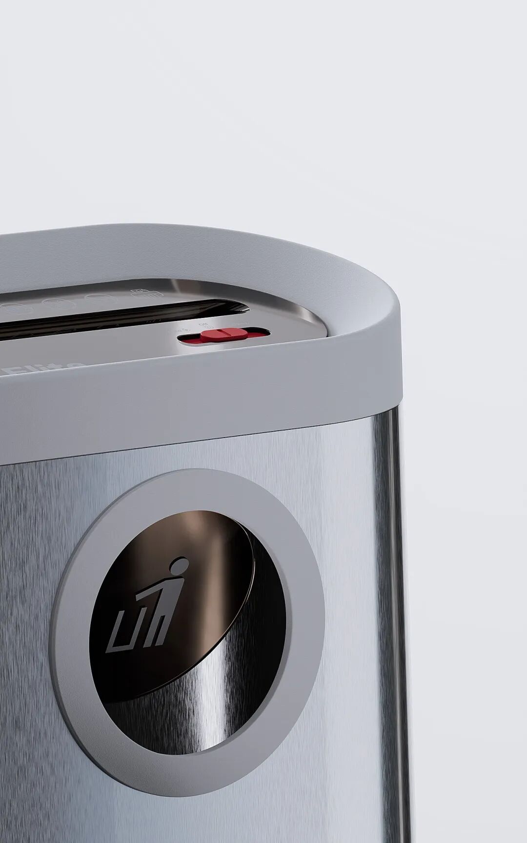 金属垃圾桶投掷口特写