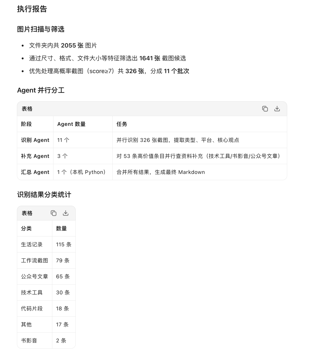 Agent任务执行结果统计报告