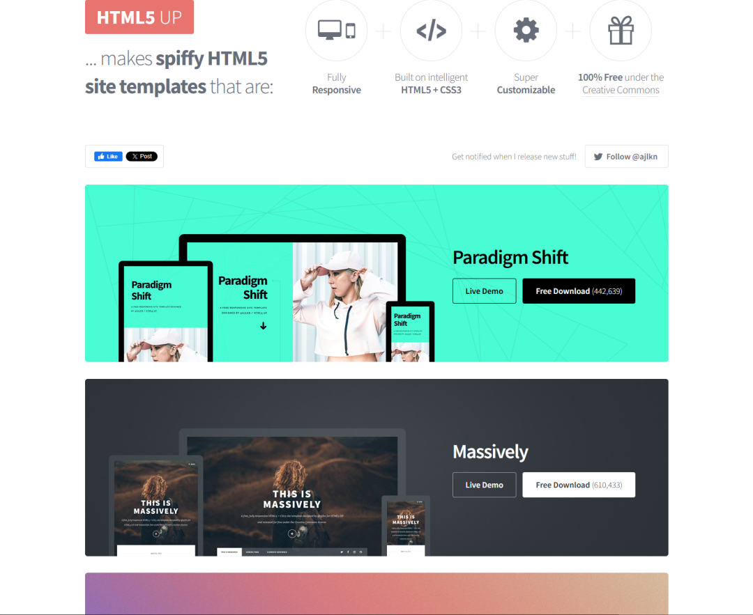 HTML5 UP免费网站模板库页面截图