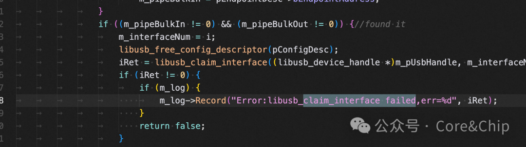 代码中libusb_claim_interface失败提示