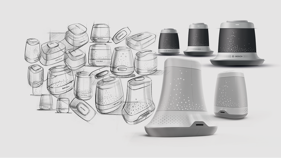 一张展示博世（BOSCH）品牌智能设备设计概念的图片