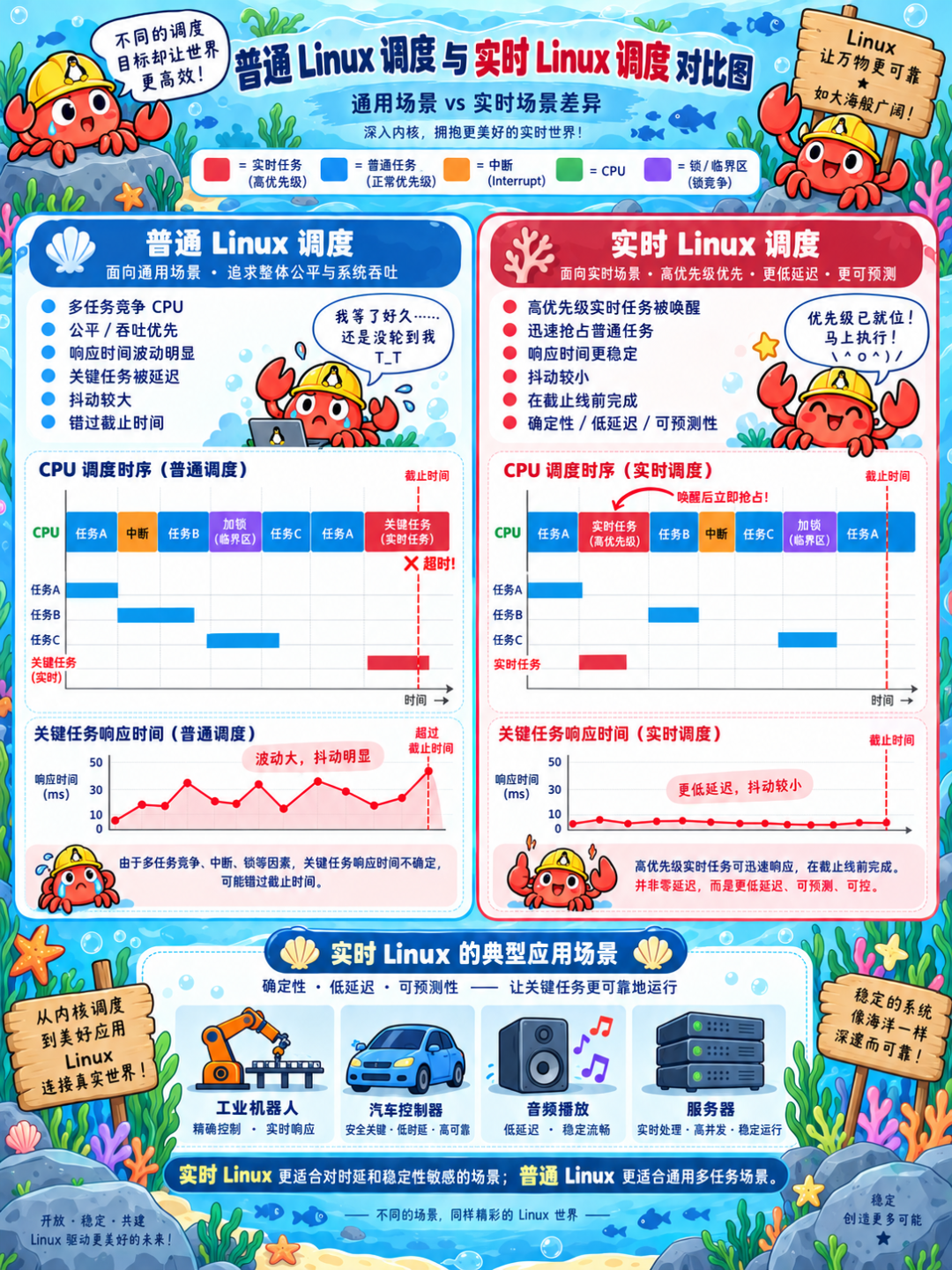普通Linux调度与实时Linux调度对比