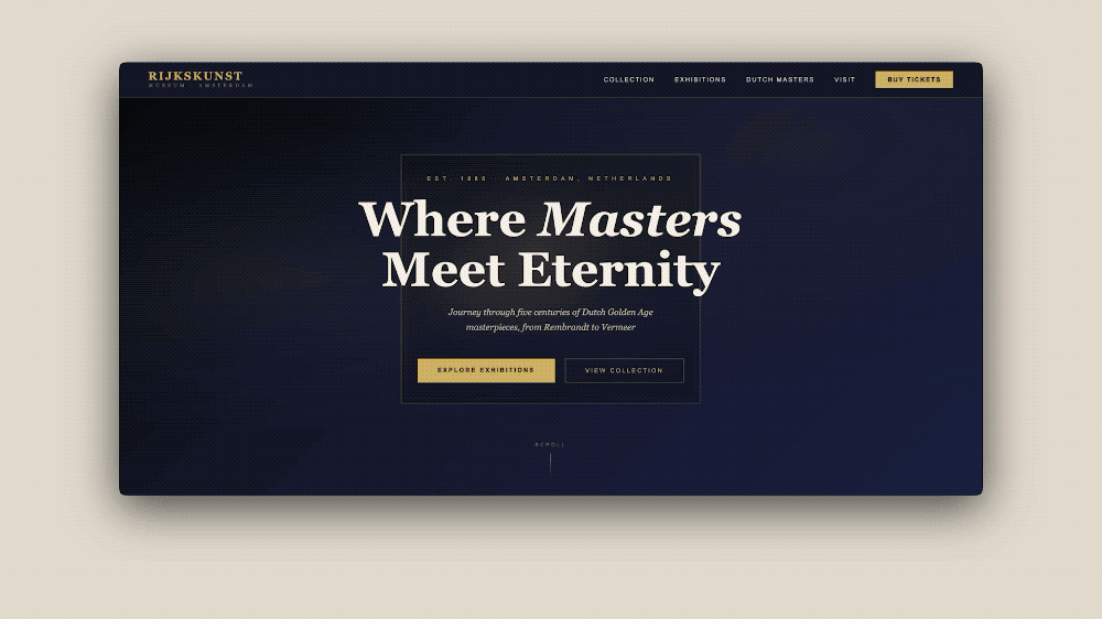 由AI在Harness框架下迭代设计的博物馆网页效果图