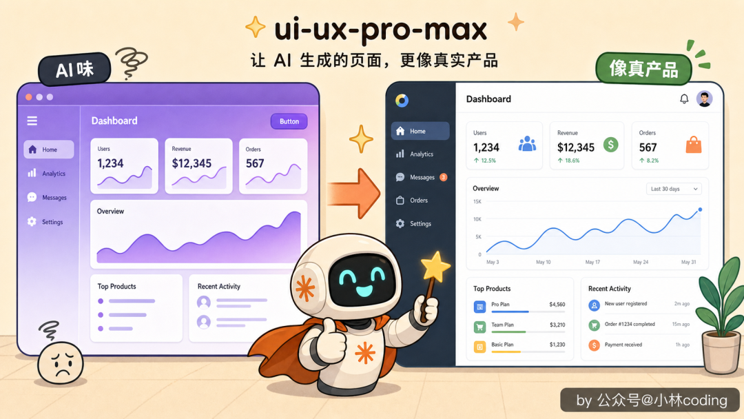 ui-ux-pro-max Skill 插画：将AI味的仪表盘转化为像真产品的界面设计