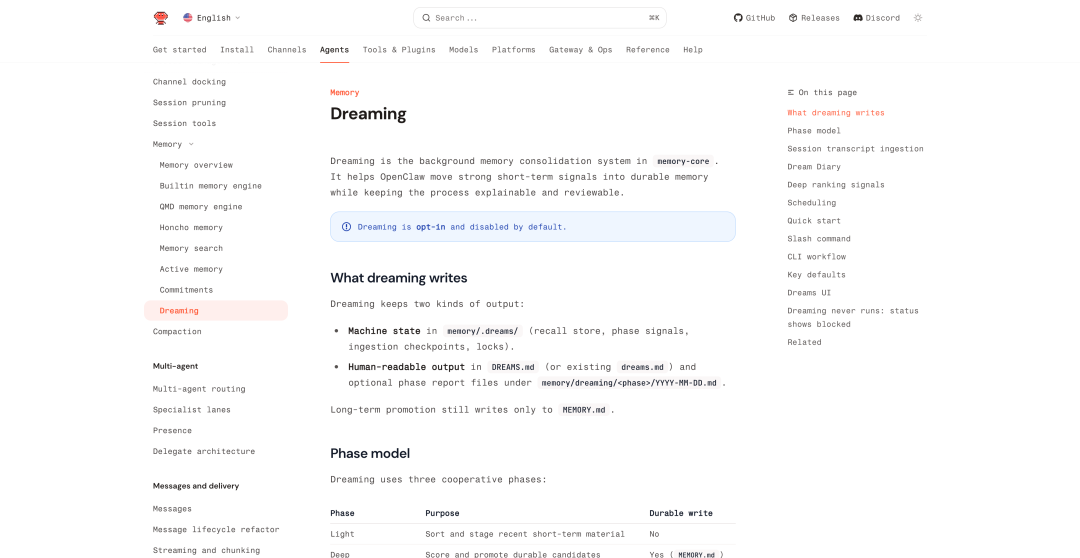 OpenClaw Dreaming 文档