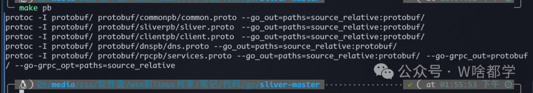 执行make pb命令编译protobuf文件