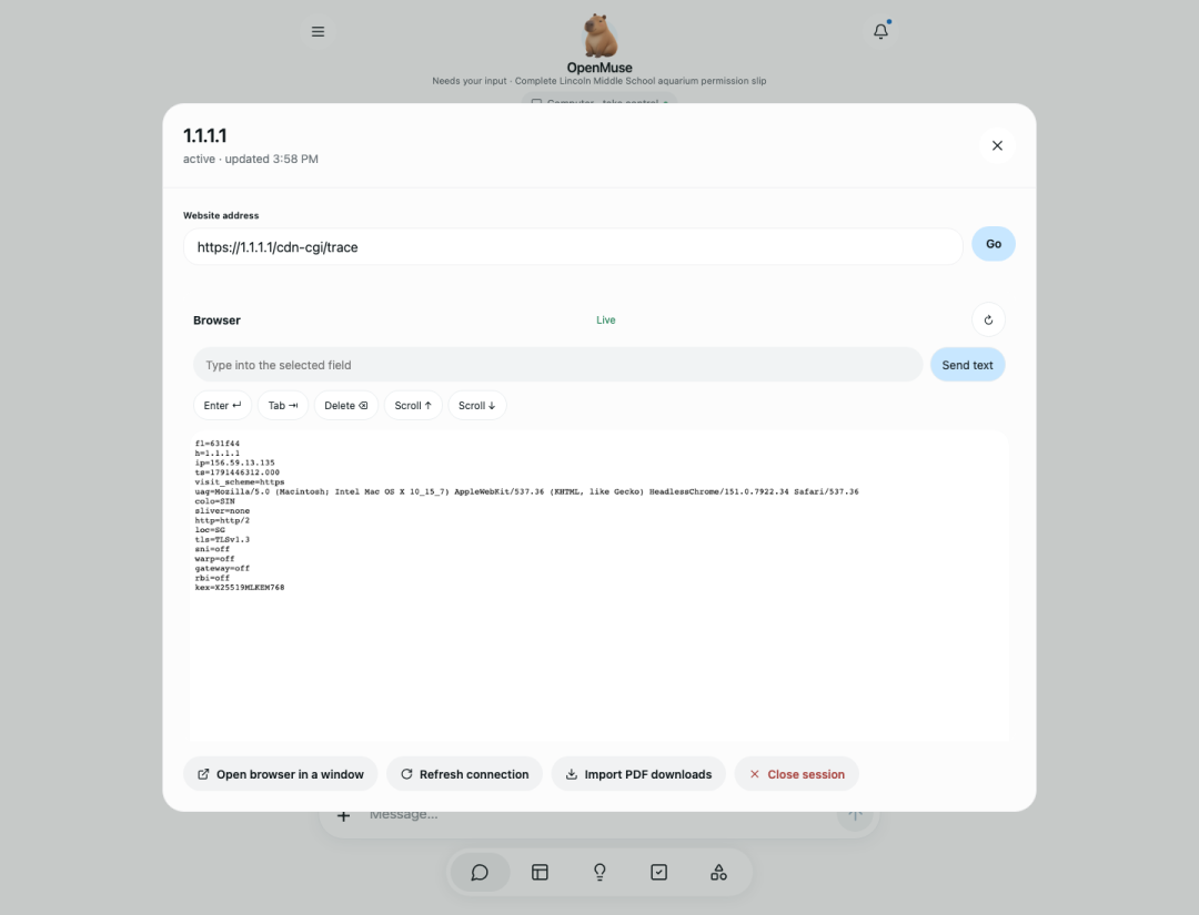 OpenMuse 浏览器实时控制面板