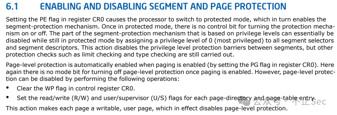 Intel手册中关于页保护机制的说明