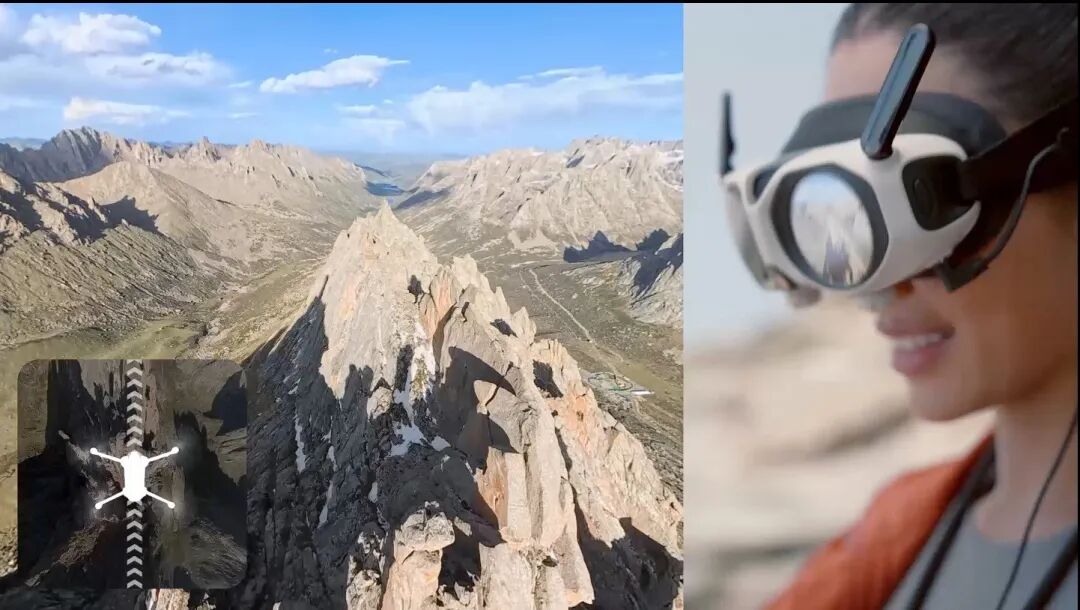 航拍山脉与飞行员的合成图