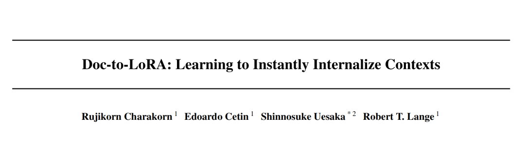 "Doc-to-LoRA论文标题页"