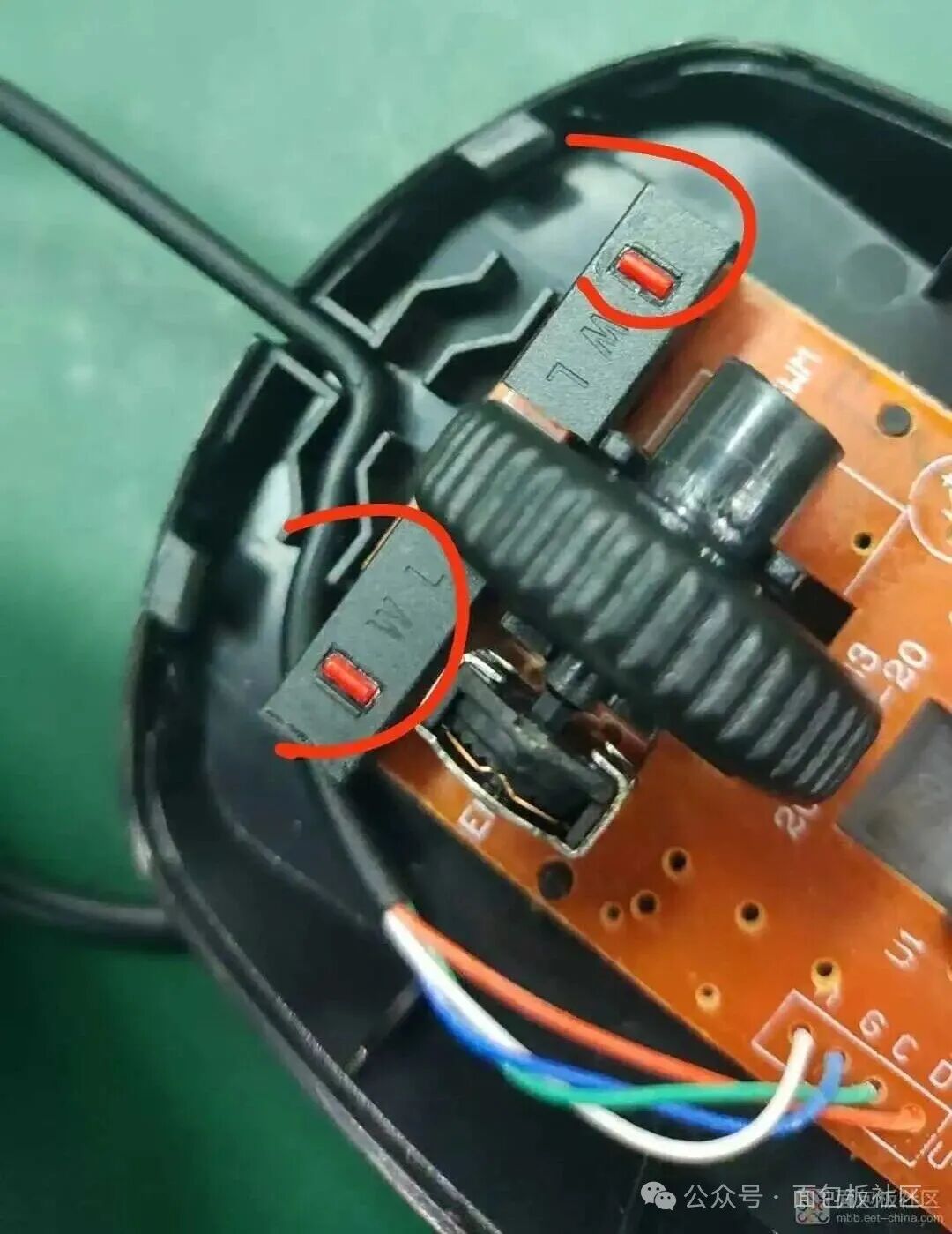 鼠标左右键机械微动开关特写