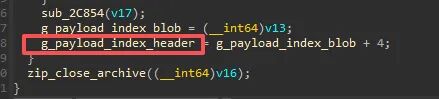 获取payload索引并关闭ZIP归档的代码