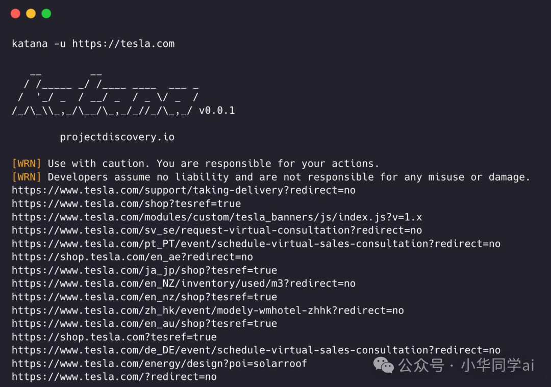 Katana 命令行运行截图