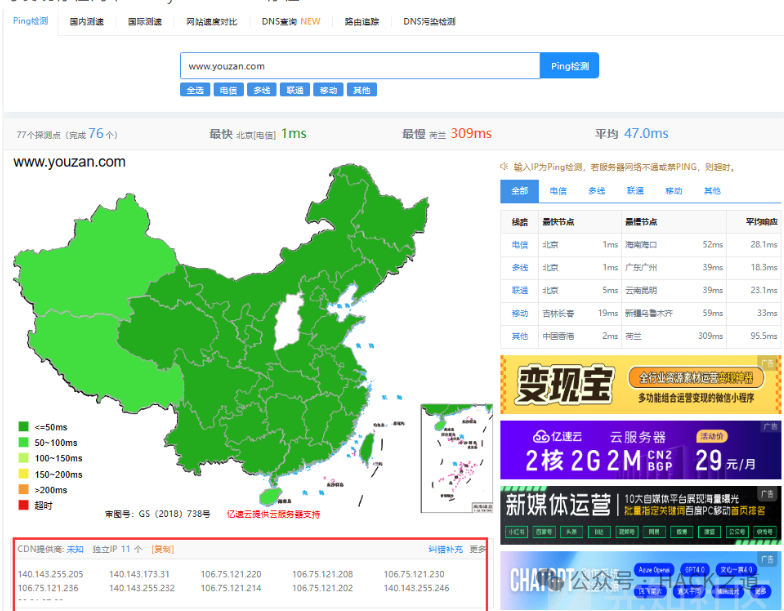 超级Ping检测CDN示例
