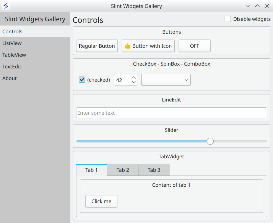 Slint控件库界面展示