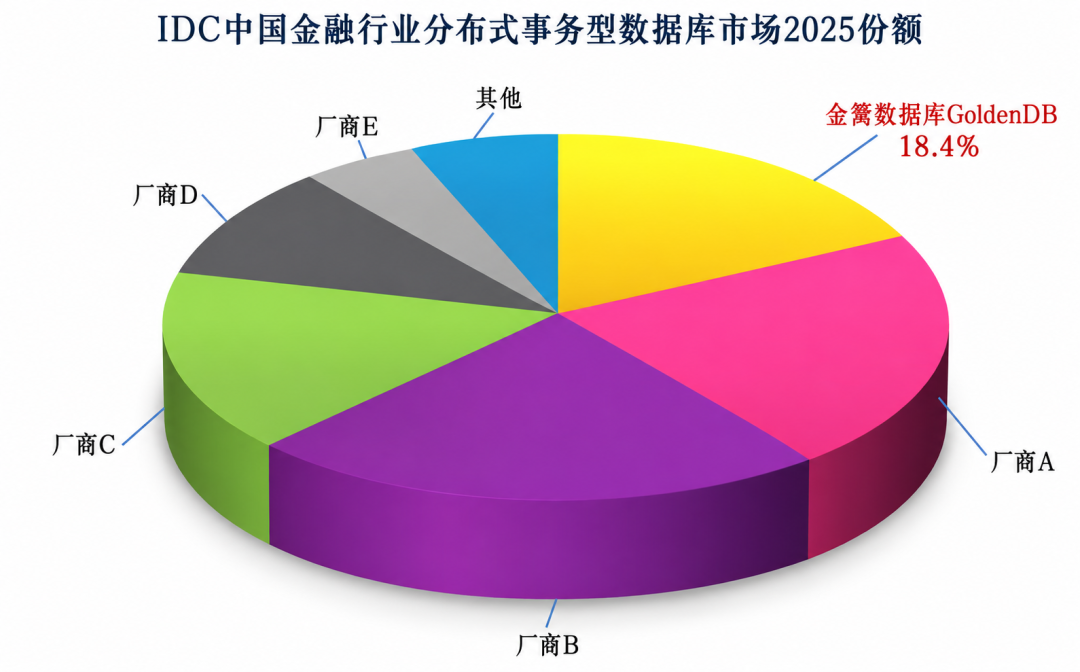 IDC中国金融行业分布式事务型数据库市场2025份额饼图