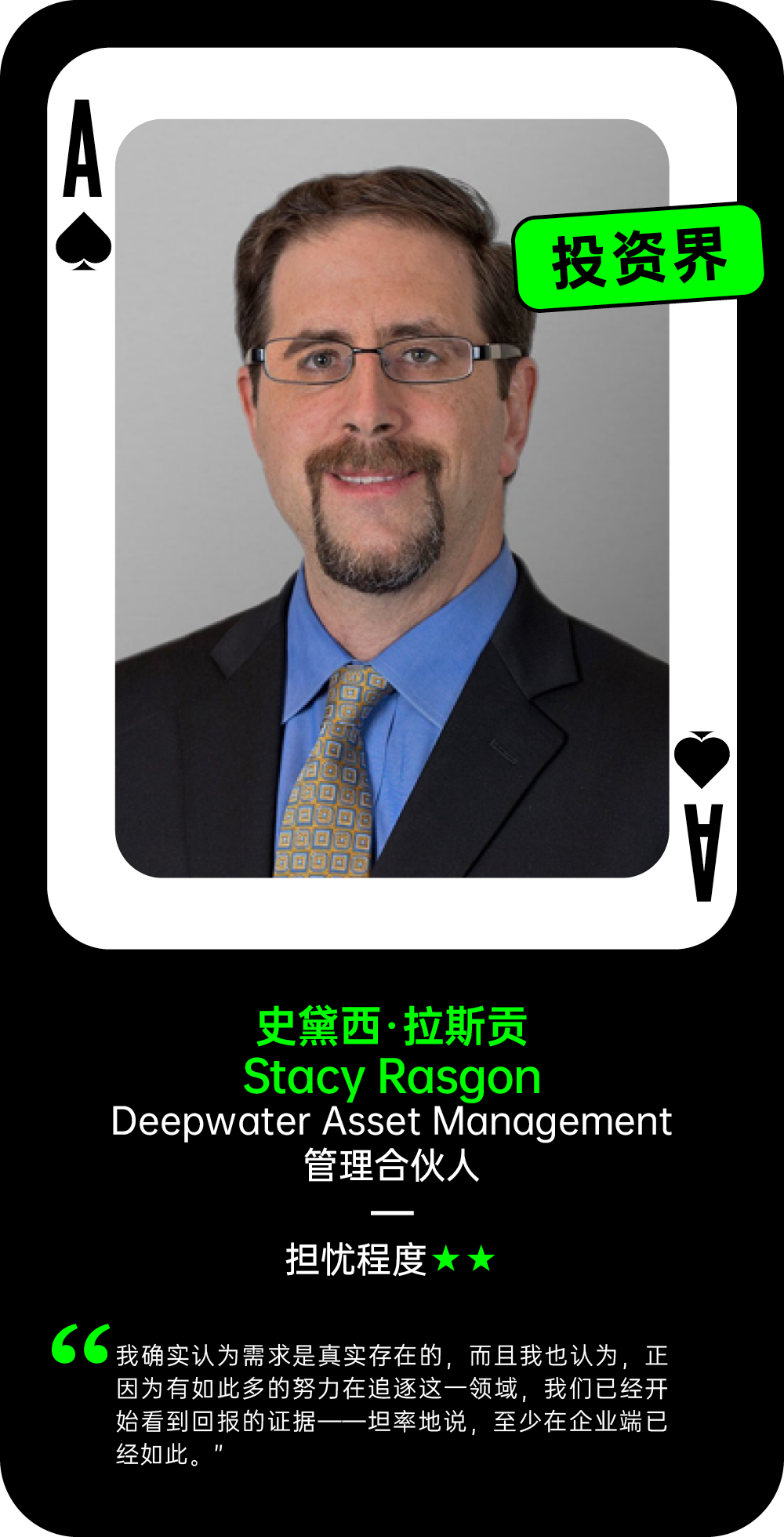 史黛西·拉斯贡关于AI泡沫的担忧程度观点卡