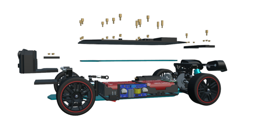 小车内部组件3D分解图