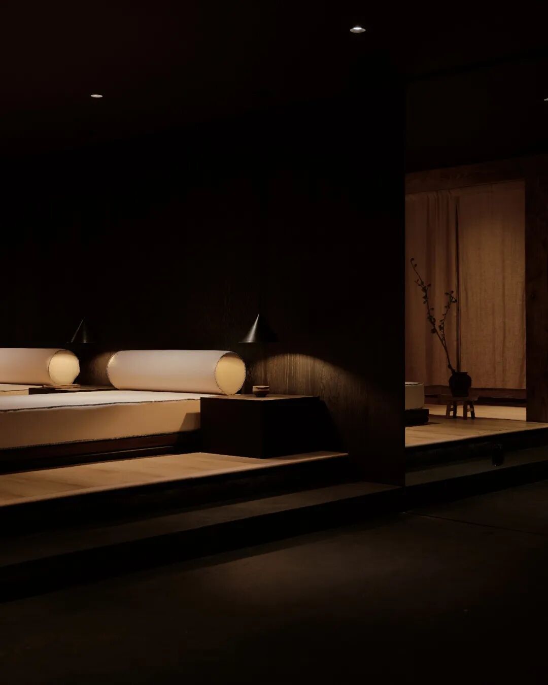 日式极简风格的榻榻米休息区