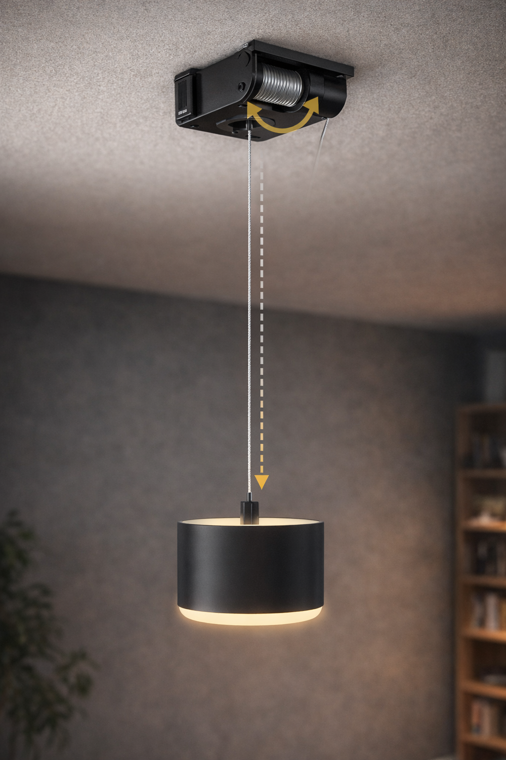 天花板上可升降的电动吊灯装置