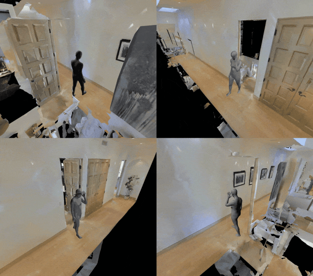 室内3D重建场景中人形模型在不同位置的SLAM可视化