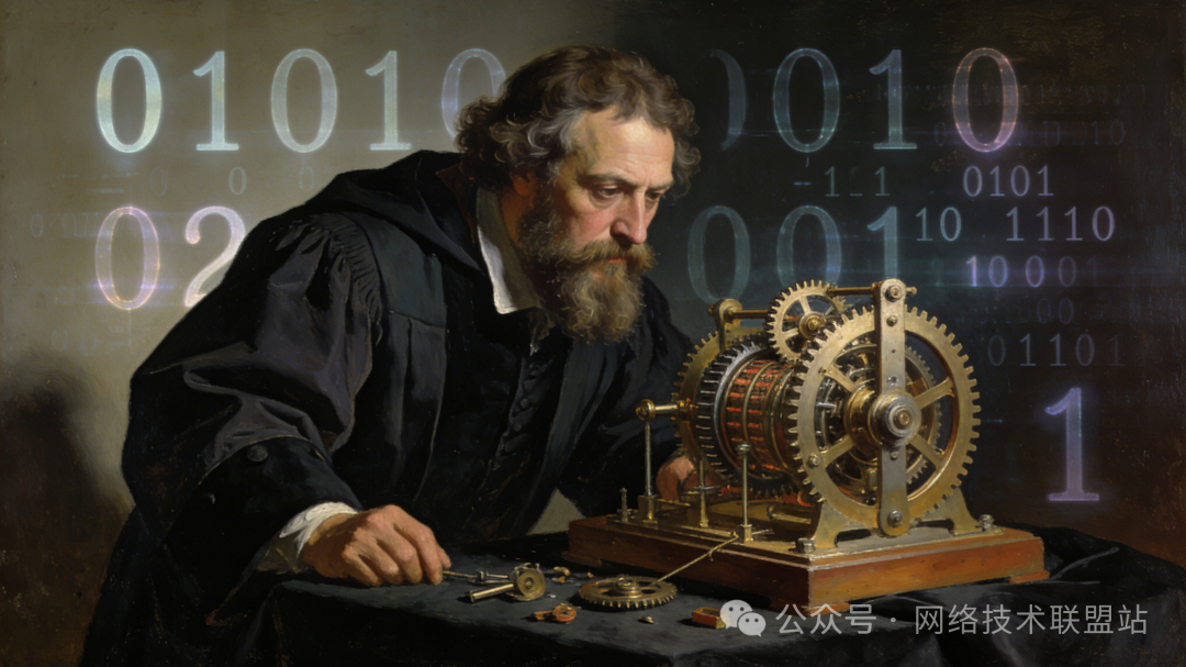 莱布尼茨与二进制思想示意