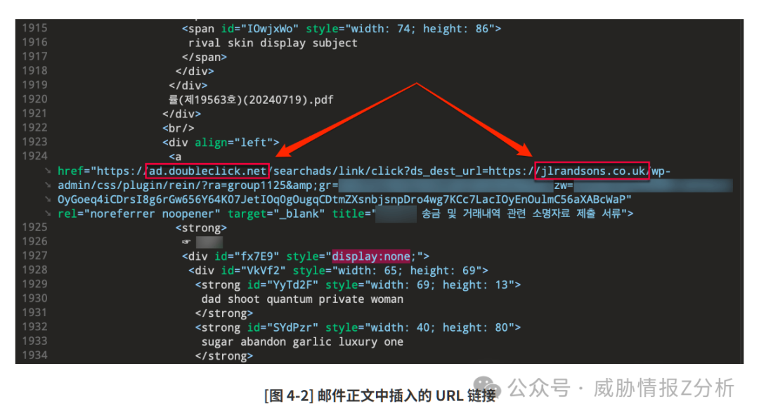 邮件正文中插入的URL链接示意图