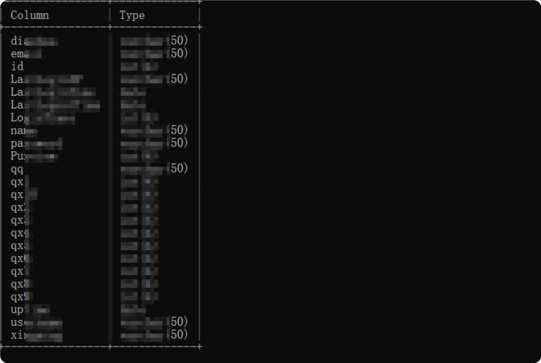 sqlmap 注入出的数据库表结构