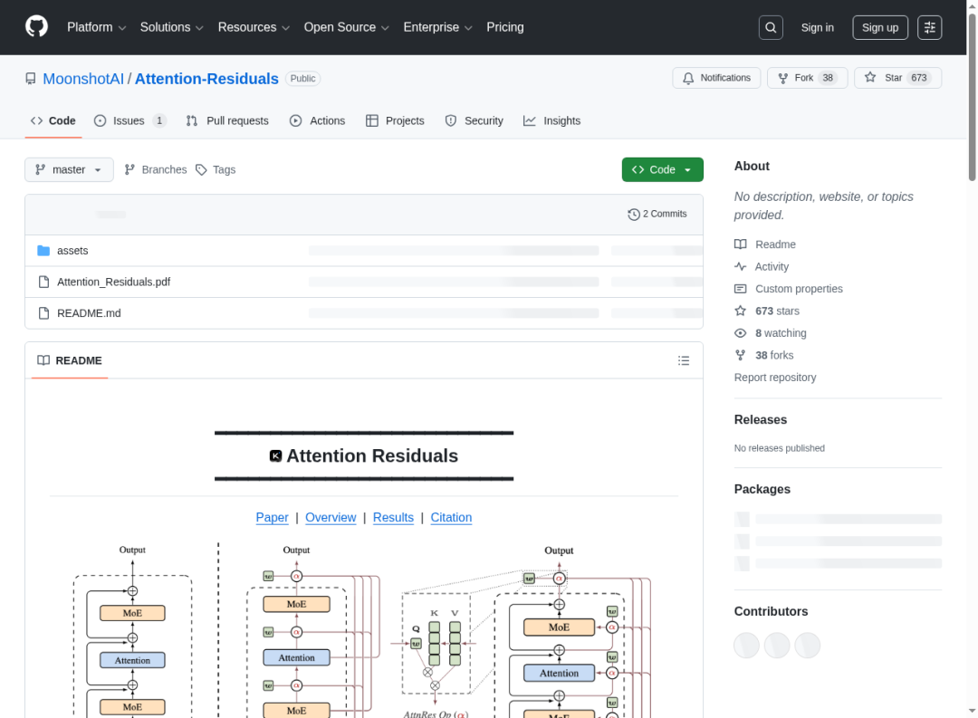 Attention Residuals GitHub 仓库截图