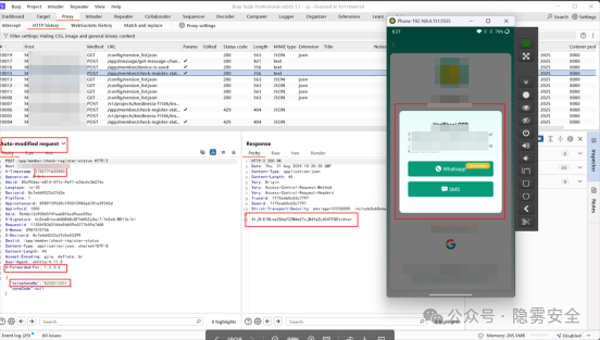 Burp Suite 界面与模拟登录窗口截图