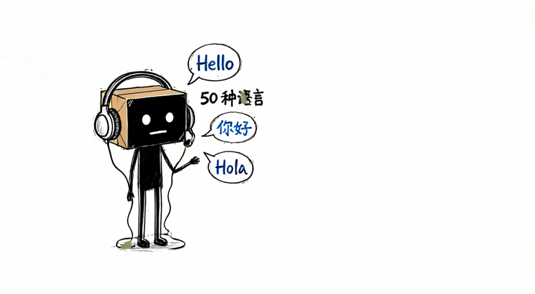Voxtral 3支持50种语言的语音客服能力示意