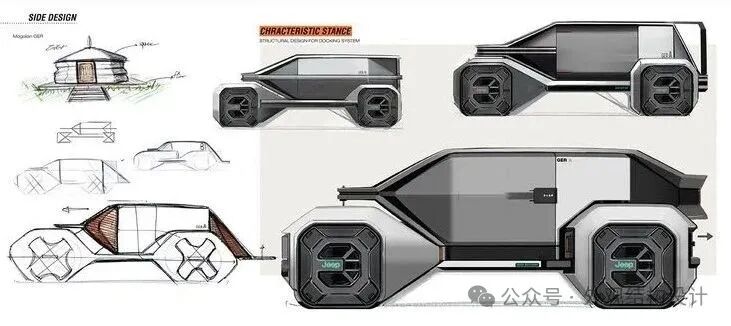 未来概念汽车设计：蒙古包灵感与结构探索