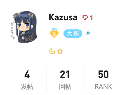 Kazusa用户资料界面截图