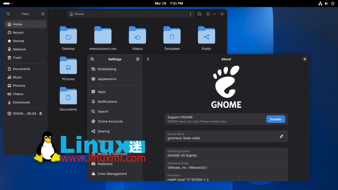 GNOME 50 系统设置与桌面界面截图