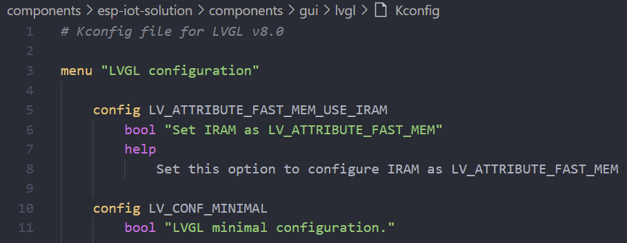 LVGL v8.0 Kconfig 配置菜单