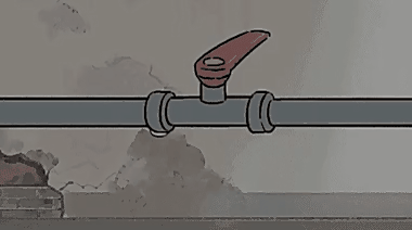 运维日常的生动写照：一只卡通猫试图操作管道阀门