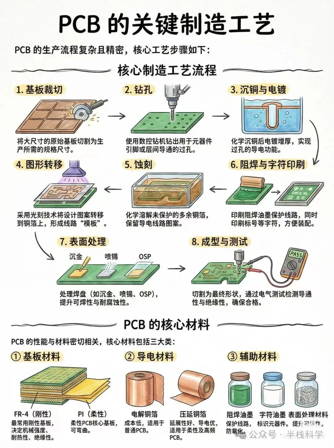 PCB关键制造工艺流程图