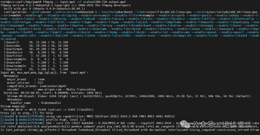 视频缩放命令执行过程截图