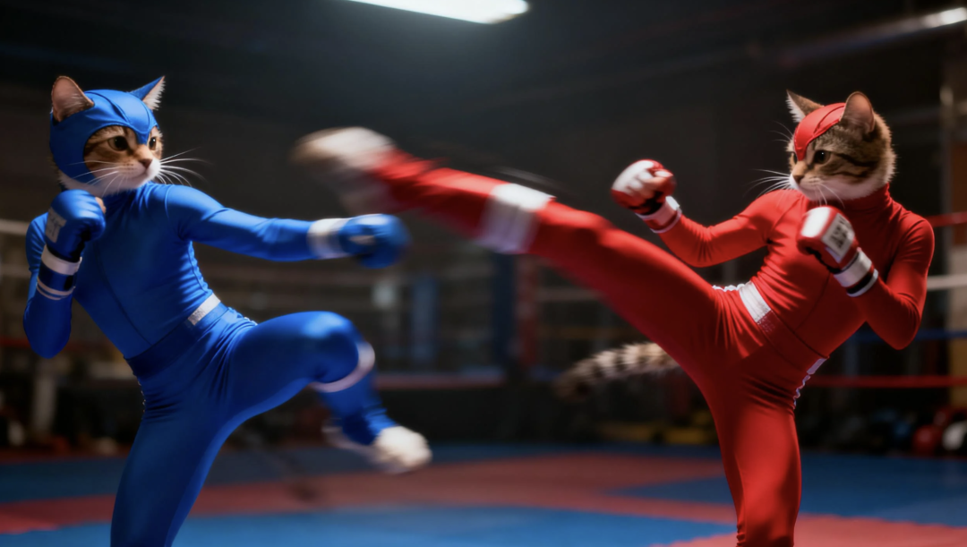 AI模型拳击赛概念图，比喻Composer 2与Claude Opus的激烈竞争