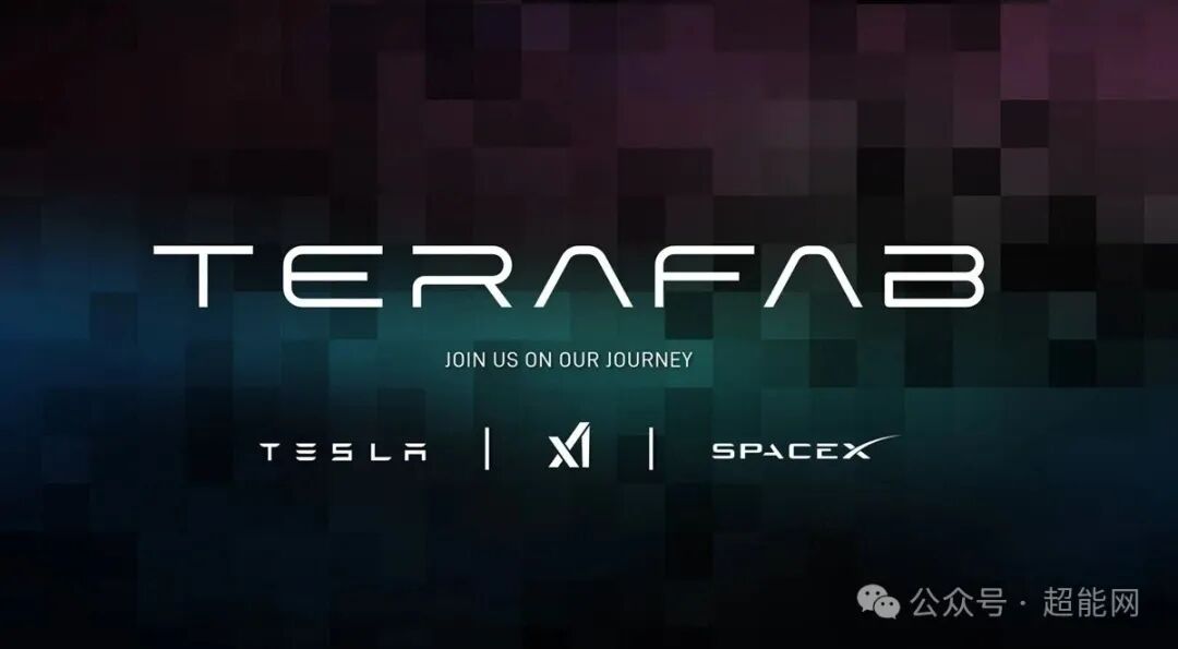 TeraFab项目宣传图，展示TESLA、X1、SPACEX联合品牌