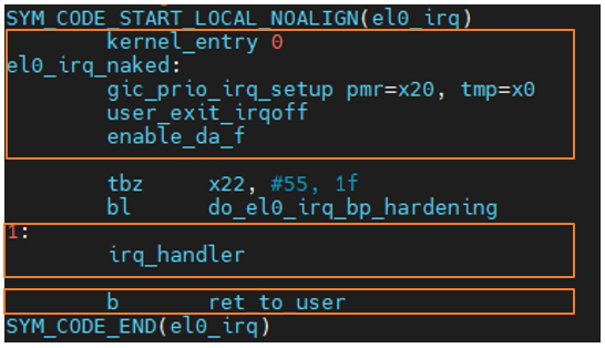 el0_irq汇编代码片段